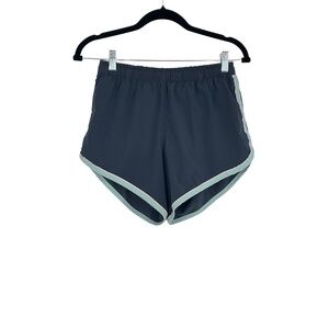 rabbit Women's Gray Light Blue Trim Elastic Waist Repeats 4" Athleisure Short